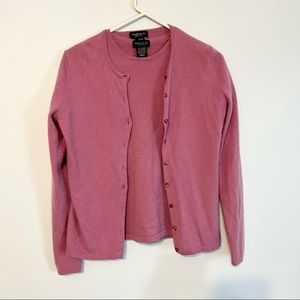 Lord & Taylor 100% Cashmere Cardigan & Short Sleeve Set